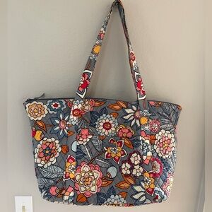 Glenna Shoulder Bag - Turnlock Tote - Tropical Evening - Travel Duffle Floral